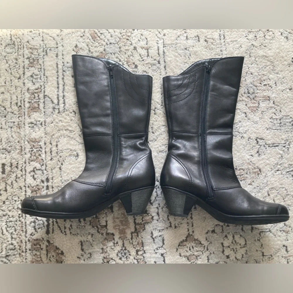 Remonte Black Leather 7.5 Button-Up Boots. Item # 4978 - Picture 9 of 13